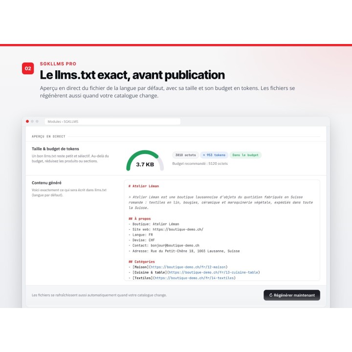SGKLLMS Pro : llms.txt, robots IA et ventes de l'IA pour PrestaShop — capture 2